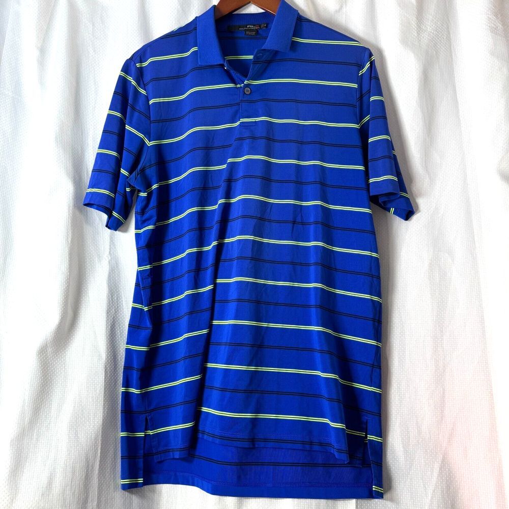 RLX Ralph Lauren‎ Mens Striped Blue Polo Athletic Shirt Sz M Medium